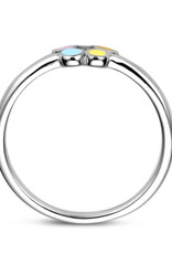 Zilveren ring - Gerhodineerd - Emaille - Bloem - Maat 15.5
