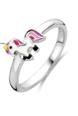 Zilveren kinderring - Gerhodineerd - Emaille - Eenhoorn - Maat 14