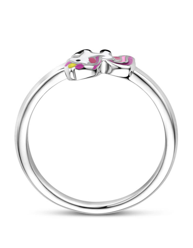 Zilveren kinderring - Gerhodineerd - Emaille - Eenhoorn - Maat 14