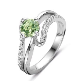 Rosa di Luca Italy Zilveren ring - Gerhodineerd - Groene en blanke zirkonia - Maat 54