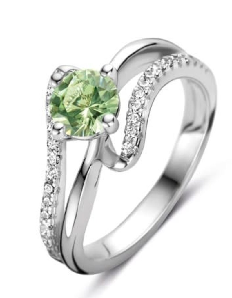 Rosa di Luca Italy Zilveren ring - Gerhodineerd - Groene en blanke zirkonia - Maat 54