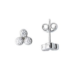 Zilveren oorknoppen - Gerhodineerd - 3 Zirkonia's