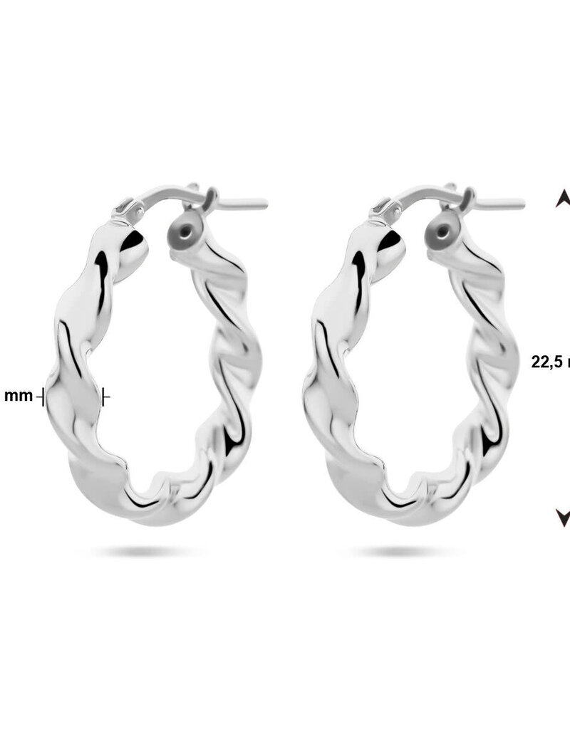 Zilveren oorringen - Gerhodineerd - Gedraaide buis
