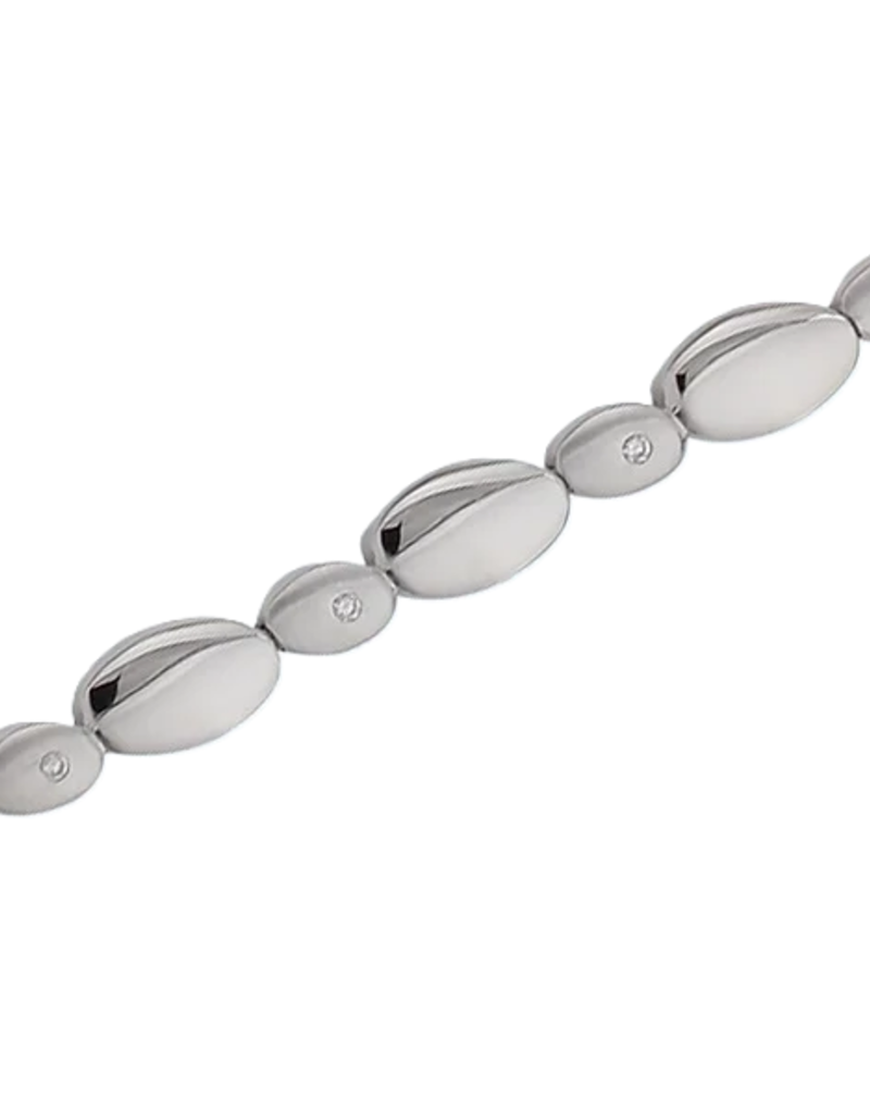 Zilveren armband - Gerhodineerd - Mat/glanzend - Zirkonia - 19 cm