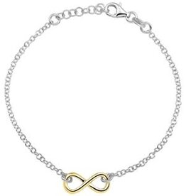 Zilver / Zilver vergulde armband - Infinity - 17-19 cm