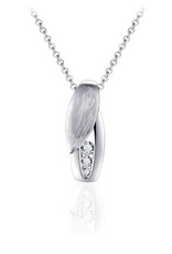 Gisser Zilveren collier met hanger - Gerhodineerd - Zirkonia - 42/45 cm