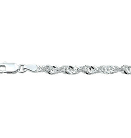 Zilveren armband - Gerhodineerd - Singapore - 3.5 mm -19 cm