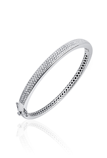 Gisser Zilveren Bangle - Gerhodineerd - Zirkonia - 60