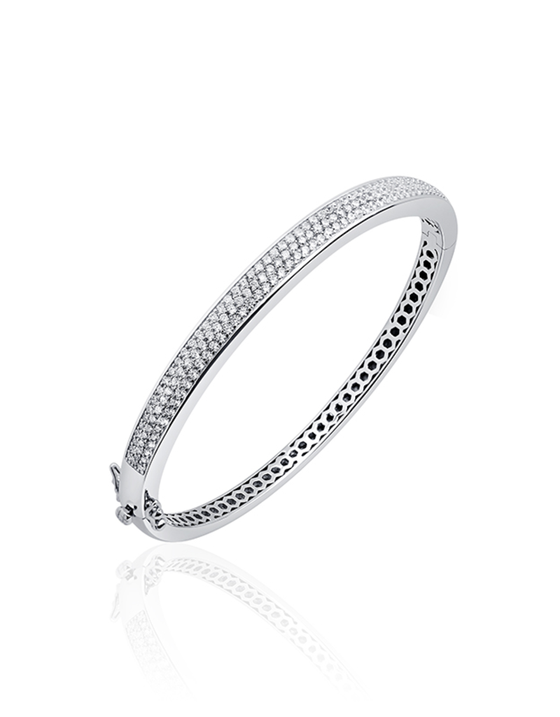 Gisser Zilveren Bangle - Gerhodineerd - Zirkonia - 60