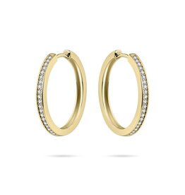 Gisser Hoops - Verguld zilver - Oorringen - Zirkonia - 30 mm