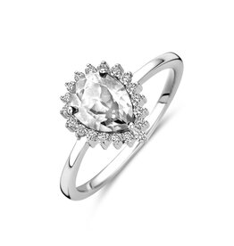 Zilveren ring - Gerhodineerd - Zirkonia - Maat 18.5
