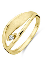 Gouden ring - 14 karaats - Mat/glanzend -  Diamant 0.04 crt - Maat 17.75