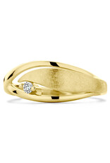 Gouden ring - 14 karaats - Mat/glanzend -  Diamant 0.04 crt - Maat 17.75
