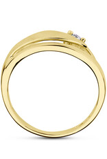 Gouden ring - 14 karaats - Mat/glanzend -  Diamant 0.04 crt - Maat 17.75