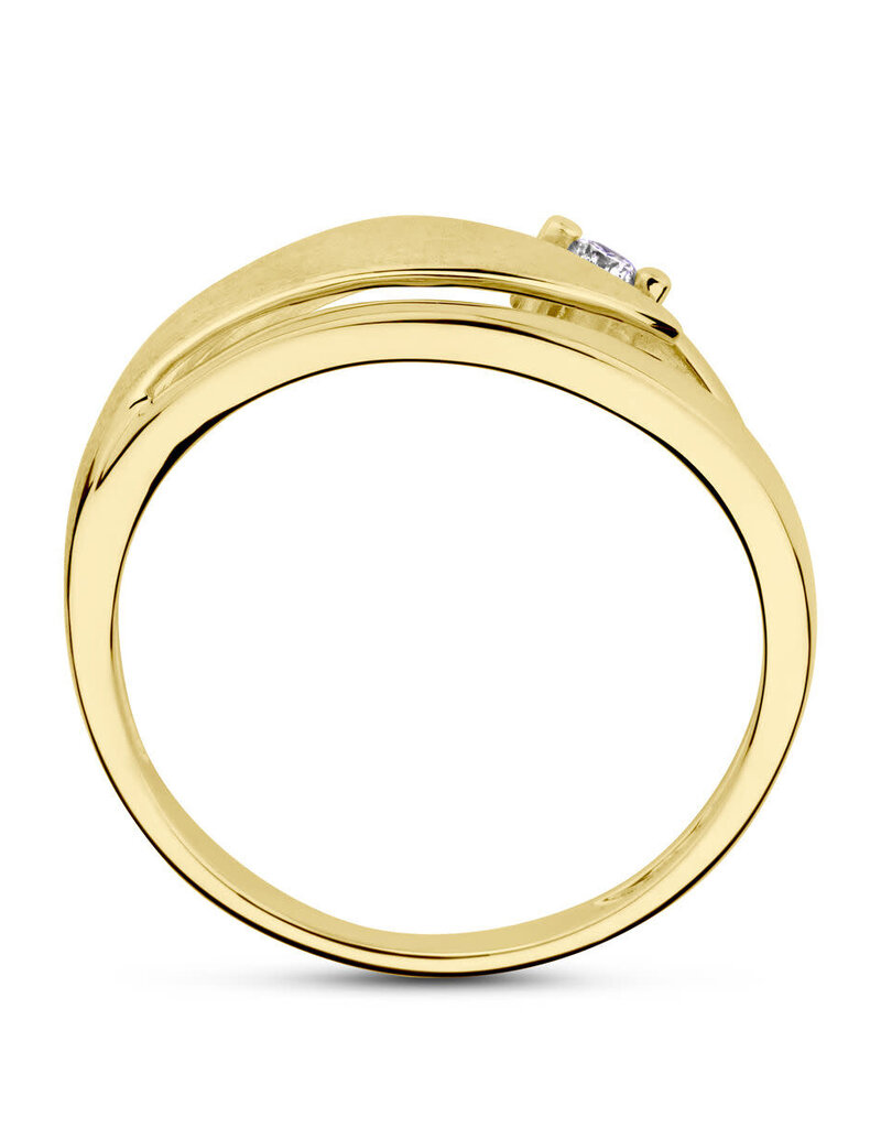 Gouden ring - 14 karaats - Mat/glanzend -  Diamant 0.04 crt - Maat 17.75