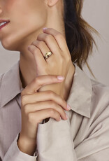 Gouden ring - 14 karaats - Mat/glanzend -  Diamant 0.04 crt - Maat 17.75