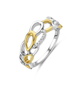 Rosa di Luca Italy Verguld zilver - Ring - Gerhodineerd - Zirkonia - Maat 54