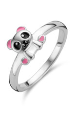 Zilveren kinderring - Gerhodineerd - Emaille - Panda