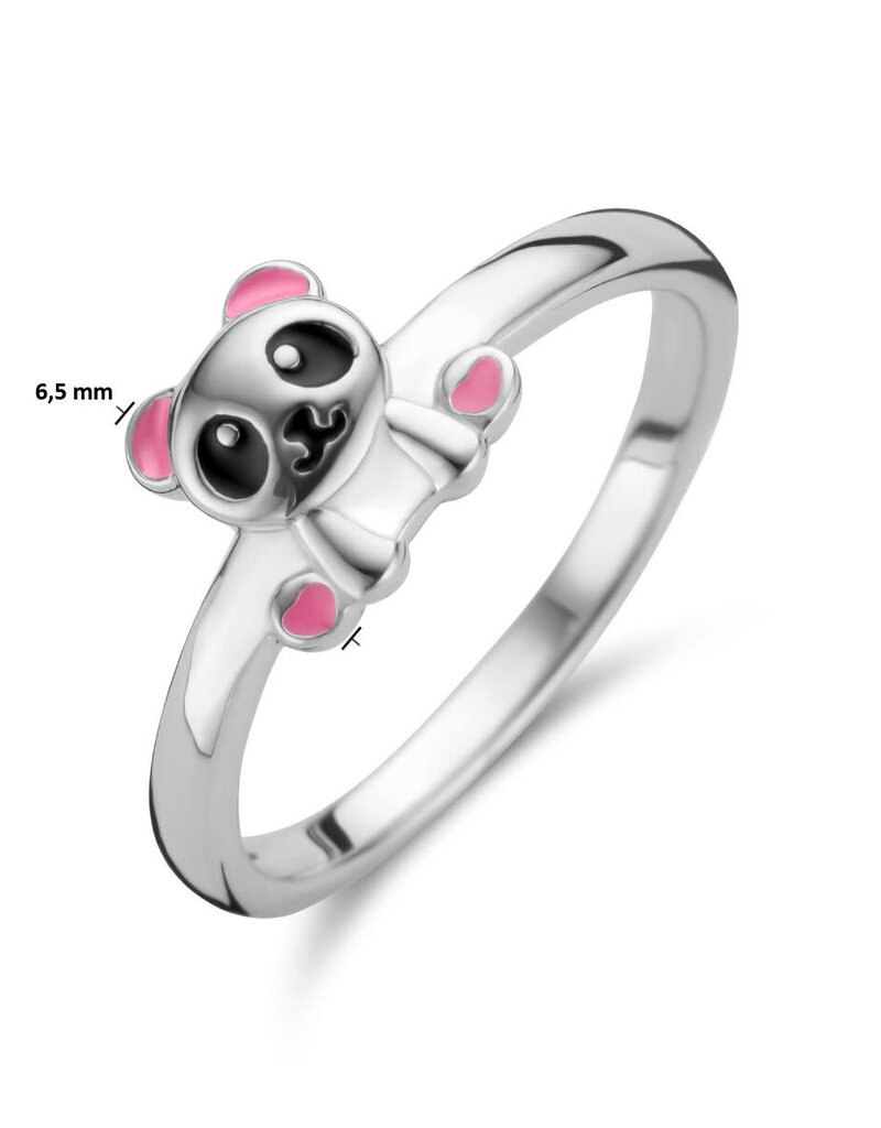 Zilveren ring - Gerhodineerd - Emaille - Panda