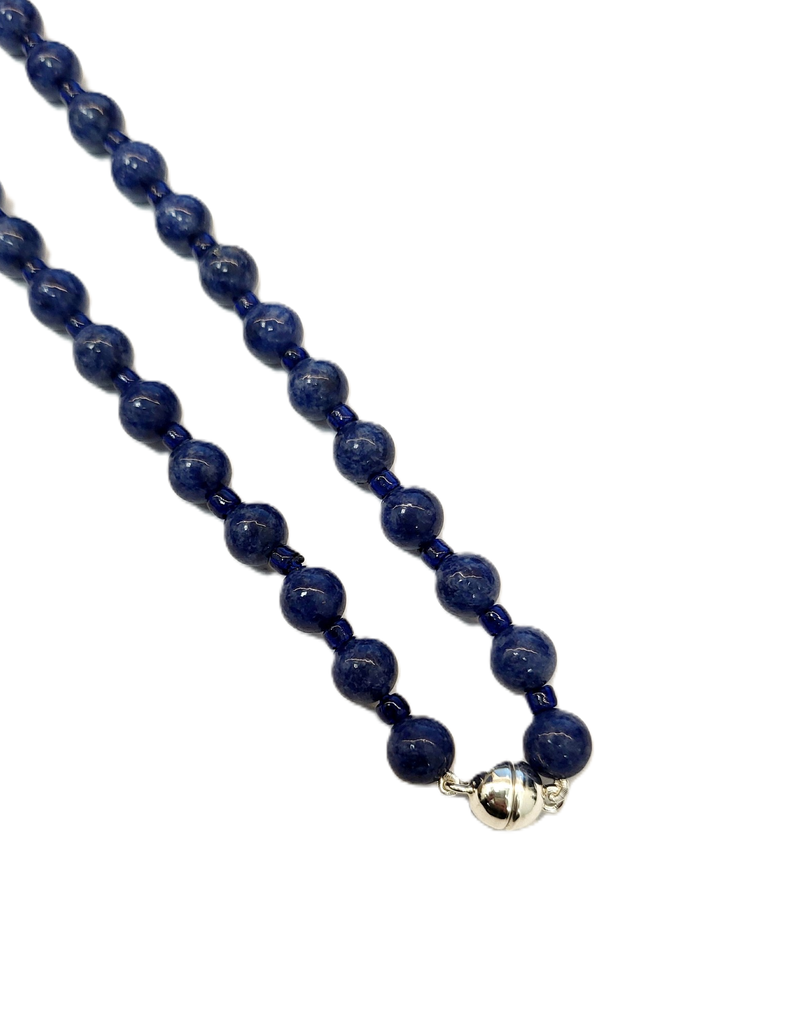 Renaissance Cultuurparels Collier - Sodaliet - Zilveren magneetslot - 55 cm