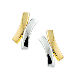 Gouden oorknoppen - 14 karaats - Bicolor