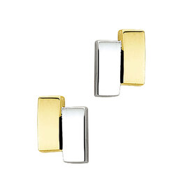Gouden oorknoppen - 14 karaats - Bicolor