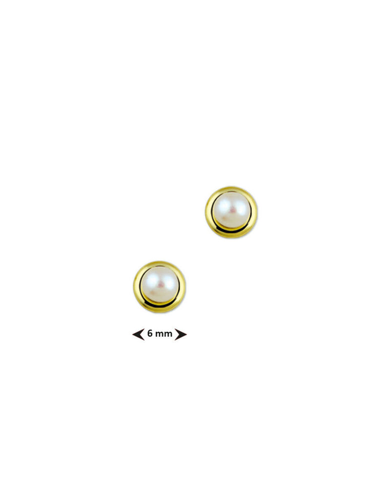 Gouden oorknoppen - 14 karaats - Zoetwaterparel - 6 mm