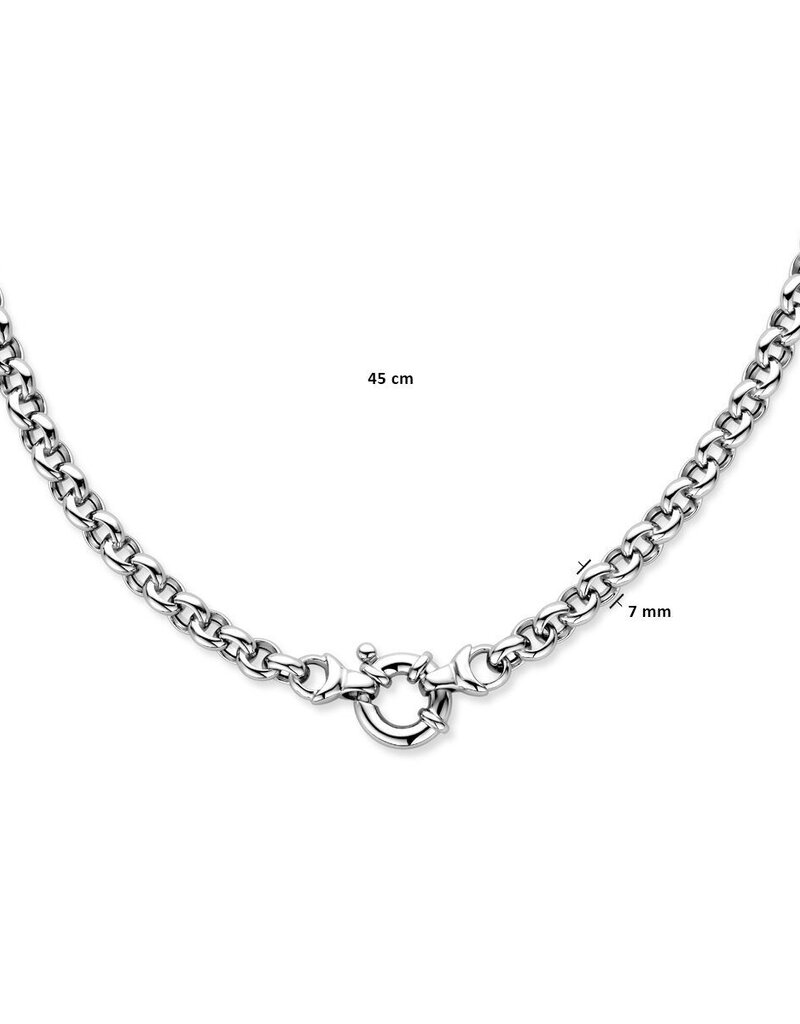 Zilveren collier - Gerhodineerd - Jasseron - 7 mm - 45 cm