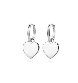 Zilveren oorringen - Gerhodineerd - Hartje