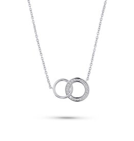 Gisser Zilveren collier - Gerhodineerd - Zirkonia - 42 + 5 cm