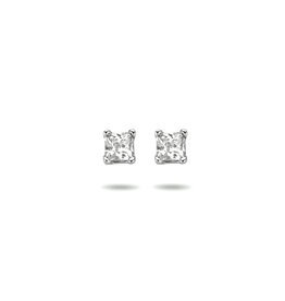 Zilveren oorknoppen - Gerhodineerd - Vierkant - 3 mm - Zirkonia