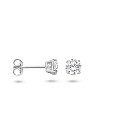 Zilveren oorknoppen - Gerhodineerd - Rond - Zirkonia - 5 mm