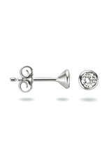Zilveren oorknoppen - Gerhodineerd - Zirkonia - 3.5 mm