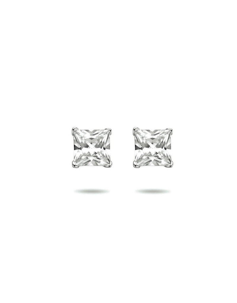 Zilveren oorknoppen - Gerhodineerd - Zirkonia - 6 mm