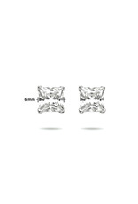 Zilveren oorknoppen - Gerhodineerd - Zirkonia - 6 mm