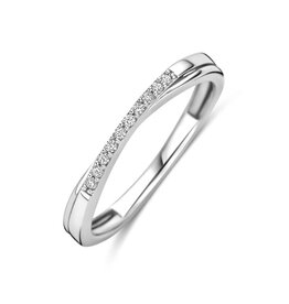 Zilveren ring - Gerhodineerd - Zirkonia - Maat 17.75