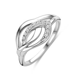 Zilveren ring - Gerhodineerd - Zirkonia - Maat 17.75