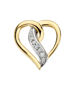 Bernstein Gouden hanger - 14 karaats - Bicolor - Briljant - SI2 - 0.010 crt