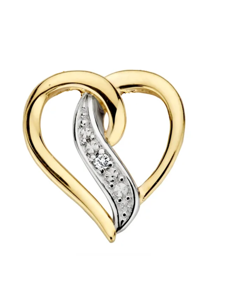 Bernstein Gouden hanger - 14 karaats - Bicolor - Briljant - SI2 - 0.010 crt