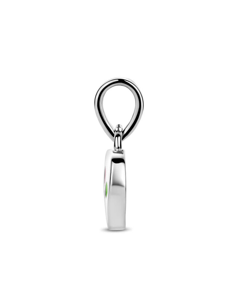 Zilveren hanger- Gerhodineerd - Emaille - Hartje met hondenpootje
