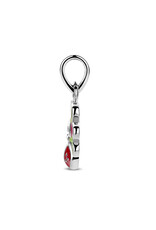 Zilveren hanger- Gerhodineerd - Emaille/Zirkonia - Bloemmetje met lieveheersbeestje
