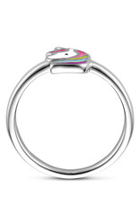 Zilveren kinderring- Gerhodineerd - Emaille - Eenhoorn - Maat 13.5 (42)