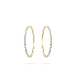 Gisser Hoops - Verguld zilver oorringen - 2 mm - 40 mm - Zirkonia