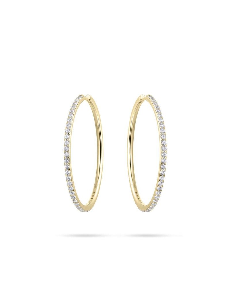 Gisser Hoops - Verguld zilver oorringen - 2 mm - 40 mm - Zirkonia