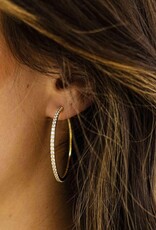 Gisser Hoops - Verguld zilver oorringen - 2 mm - 40 mm - Zirkonia