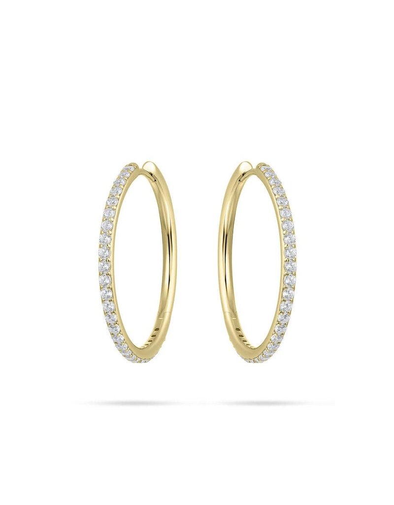 Gisser Hoops - Verguld zilver oorringen - 2 mm - 30 mm - Zirkonia