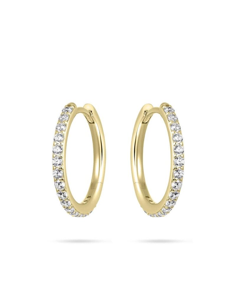 Gisser Hoops - Verguld zilver oorringen - 2 mm - 20 mm - Zirkonia