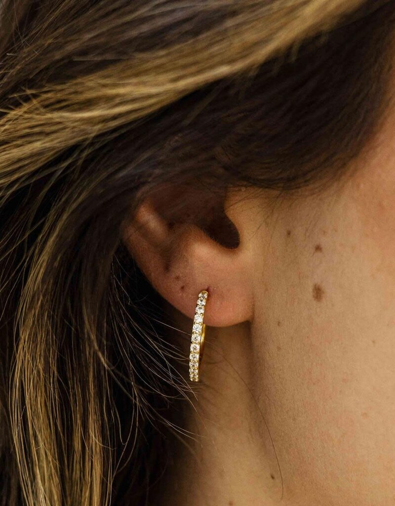 Gisser Hoops - Verguld zilver oorringen - 2 mm - 20 mm - Zirkonia