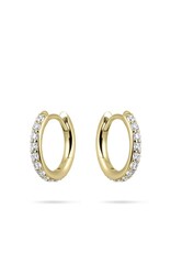 Gisser Hoops - Verguld zilver oorringen - 2 mm - 15 mm - Zirkonia