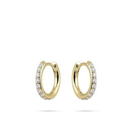 Gisser Hoops - Verguld zilver oorringen - 2 mm - 15 mm - Zirkonia